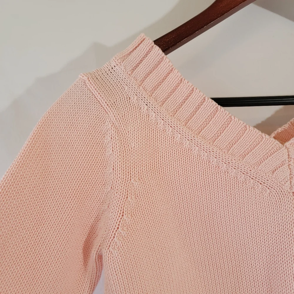 VTG Tommy Bahama Baby Pink Pullover Sweater XS V-neck Cotton Y2K Coquette Girly